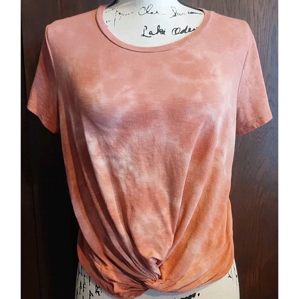 Aerie Fall Real Soft T Shirt Womens Medium Brick Gathered crop short sleeve